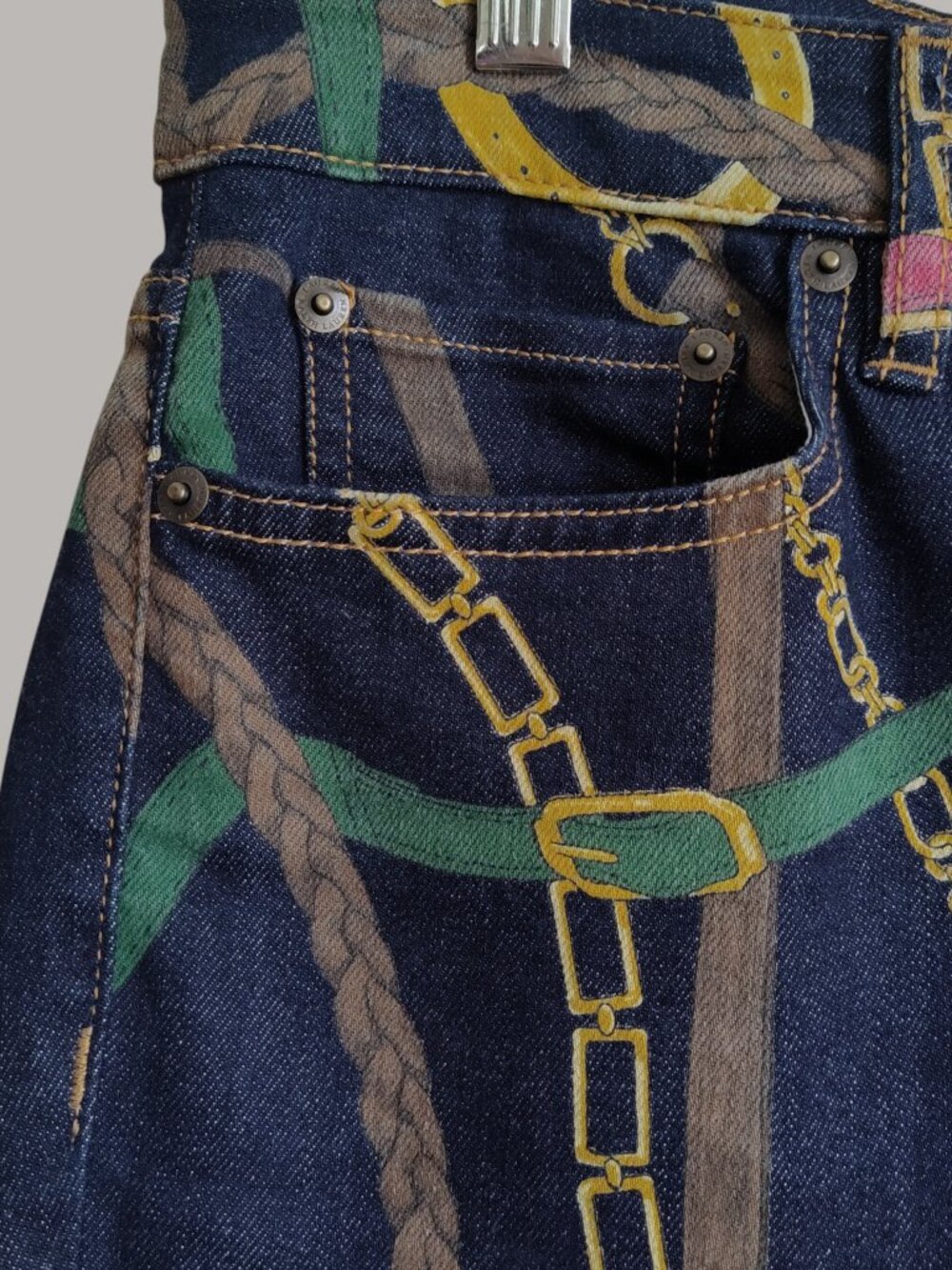 Lauren Ralph Lauren Equestrian High Rise Dark Denim Jeans Bridle Bit Chain Sz 8 - Picture 5 of 16